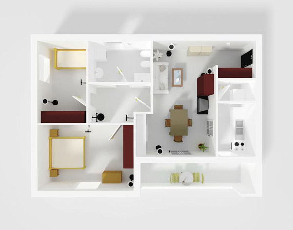 3d план квартиры с мебелью