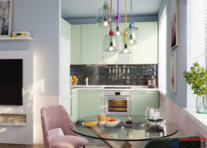 светло зеленая кухонная мебель